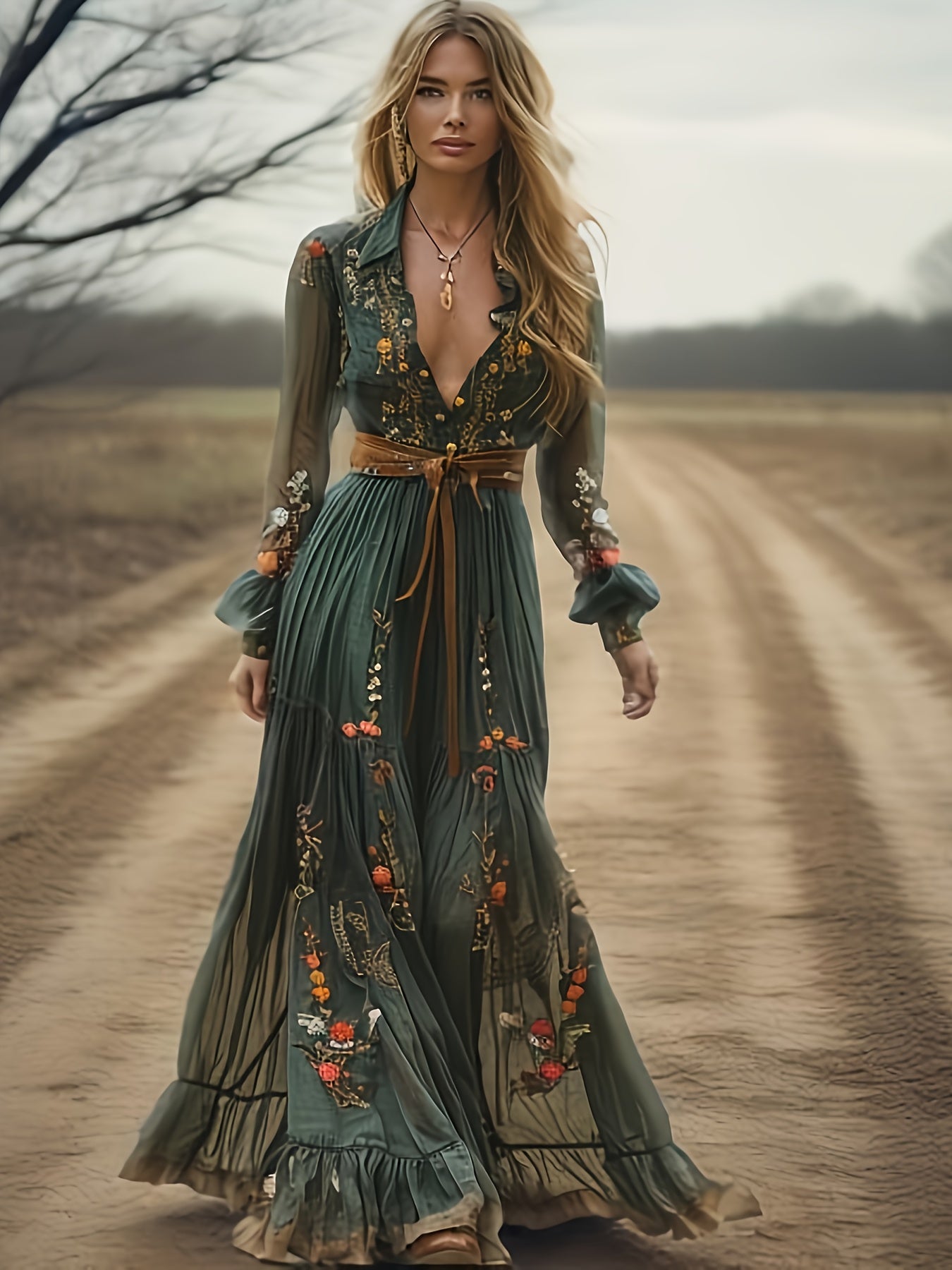 Bohemian Print Vacation Beach Dress, Women's Dress, Dresses, Women's Bohemian Dress, Women's Dresses