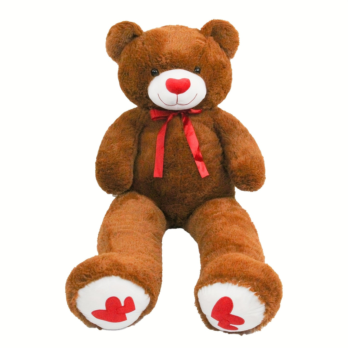 53" Big Teddy Bear Stuffed Animals with Footprints And 14" Heart-shaped Plush Pillow Plush Toy for Girlfriend (White Pink Brown Blue Purple), Stuffed Animals, Huge Stuffed Animal, Small Stuffed Animals, Cuddly Companion, Gift