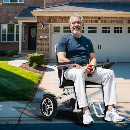 New 22-mile Long Travel Range, Foldable Smart Electric Wheelchair, All-Terrain Electric Wheelchair, (250W*2 Motor), Compact And Portable, Foldable Electric Wheelchair, Wheelchair for Seniors, Electric Wheelchair with Remote C