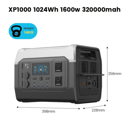 1024Wh 1600WPortable Power Station+100W Solar Panel | LiFePO4 Battery, UPS Function, 2x110V AC Output | Power For Camping Gear, Garden/Yard Decor, Party Decorations, Halloween Decorations, Christmas Lights | Solar Generator P
