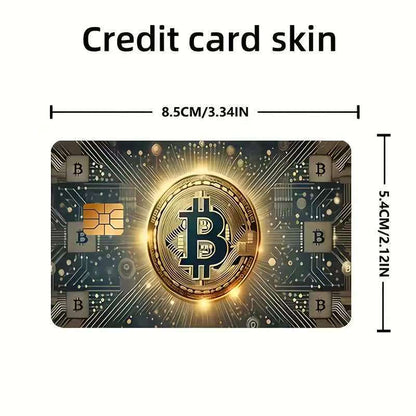 5pcs Set 2025 New Bitcoin Credit Card Skins - Holographic Gloss PVC/Scratch-Resistant Stickers with Bitcoin Logo & Emblem, Permanent Adhesive Removal (No Residue) for Crypto Cards, Collectible for DFeva Enthusiasts