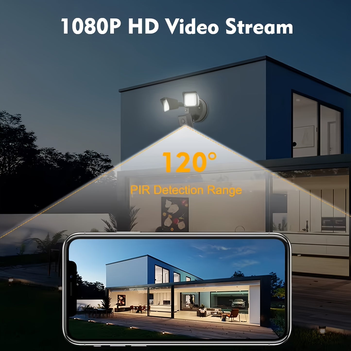 SUNAOK LED Smart Security Camera, 27W, 2300 Lumens, 5700K, IP65, 3 MegaPixel, HD Live View, 393.7inch Infrared Night Vision, Supports Two-way Voice & Human Shape Detection & CloudStorage, Enhanced Motion Detection, Built-in S