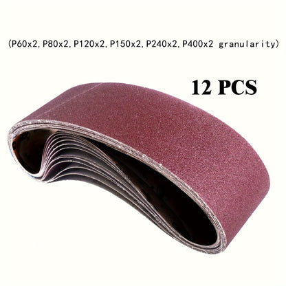 12pcs Sanding Belt Set, 4x36 Inches, Aluminum Oxide Grit 60/80/120/150/240/400, High-Quality Sandpaper Strips with Nylon and Cloth Backing, Suitable for Portable Grinding Tools, All-Season Use. Christmas, Halloween Party Supp