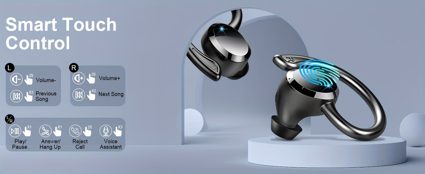 q38 Wireless Earbuds Sports Earbuds, 2024 Wireless 5.3 Earbuds 3D High Fidelity Stereo Headworn Earbuds, 48 Hour Earloop Earbuds with Noise Reduction Microphone, Suitable for Exercise/Running/Gym