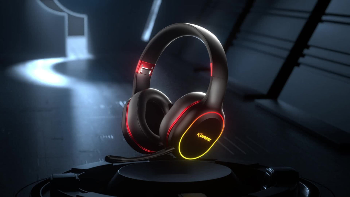 KOFIRE UG-05 2.4GHz Wireless Gaming Headset, Over-Ear Headphones With Vibration Feedback, Noise-Canceling Microphone, And LED Lights, Wireless Headphones For Nintendo Switch, PC, PS5, PS4