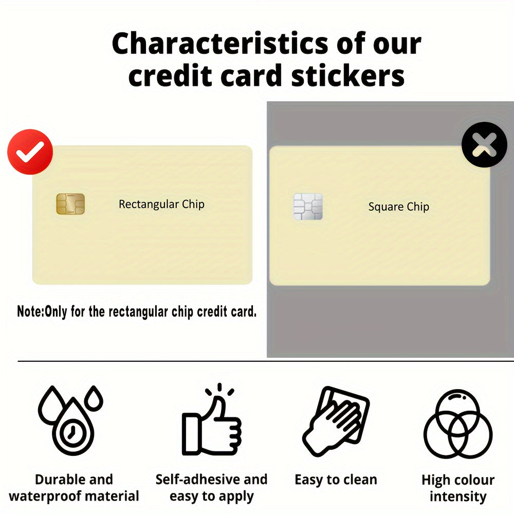3pcs Waterproof & Scratchproof Credit Card Skins - Self-Adhesive Vinyl Card Protectors with Logo/Text/Barcode/QR Code, Fits Most Debit/Credit Cards