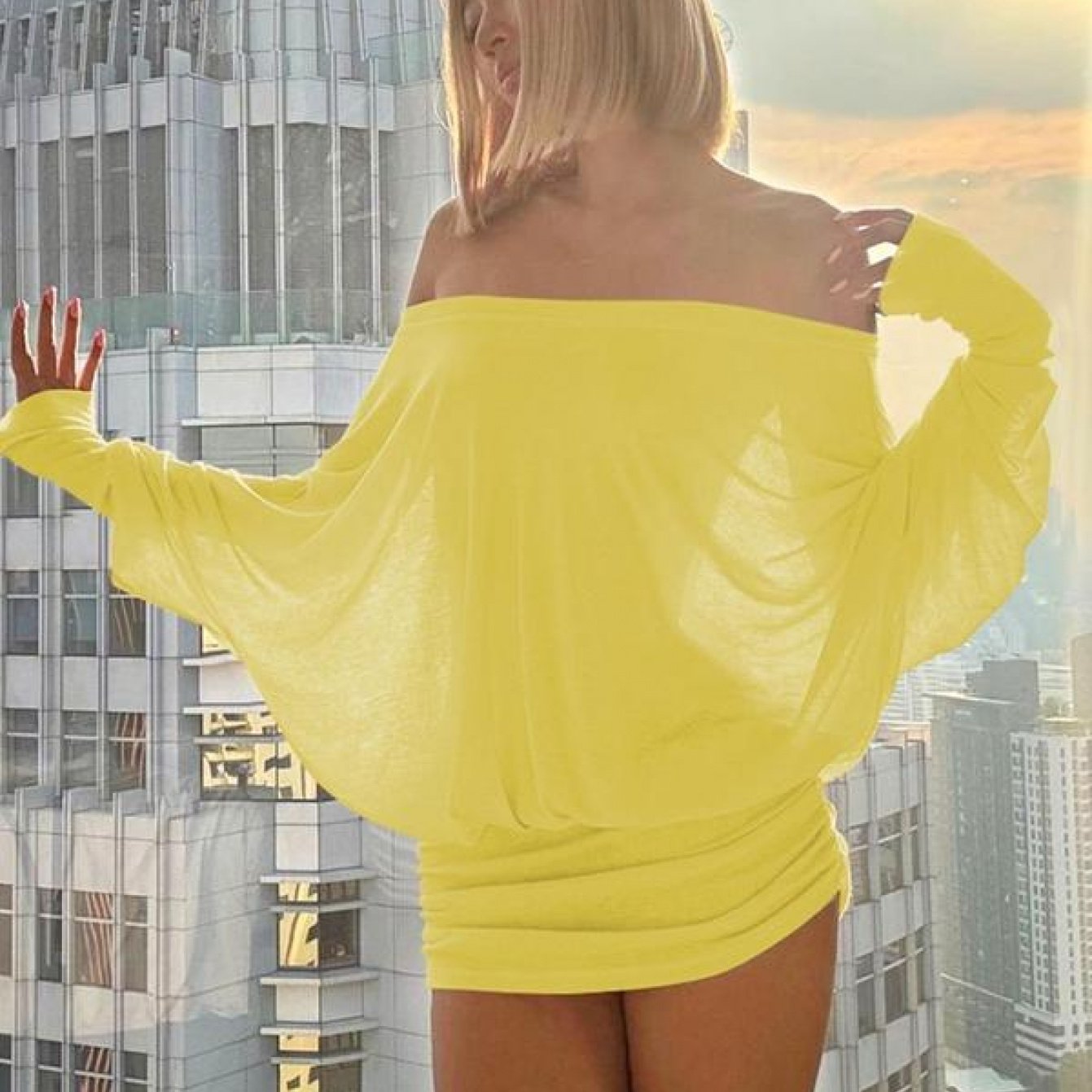 Women'S Sexy Off-the-Shoulder Long Sleeve Mini Dress - Solid Color Sheer Panel Party Clubwear, European & American Inspired Pleated Bandeau Dress for Spring/Autumn, Casual to Night Outfits, 2025 New Arrival (Sexy Off-Shoulder