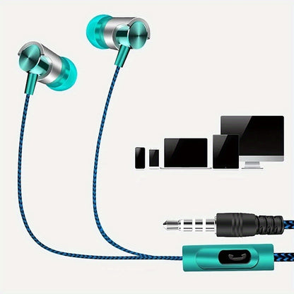 3.5mm Wired In-Ear Headphones with Ergonomic Design, HiFi Stereo Sound & Volume Control - Comfort Fit Semi-Open Earphones with Capacitive Microphone for Gaming, Sports, Mobile Phones, Wired Earphones, Tanglefree Cable, Sports