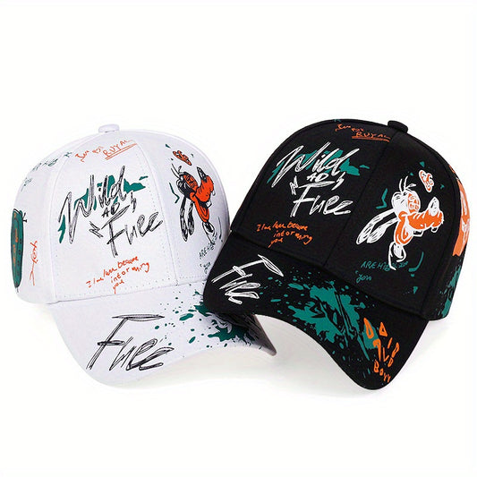 Two-piece "one hat and one decorative necklace" combination, new youth hip-hop baseball cap, exquisite embroidery adjustable lightweight and breathable travel, travel, size, and holiday gifts best choicesuitable for men and w