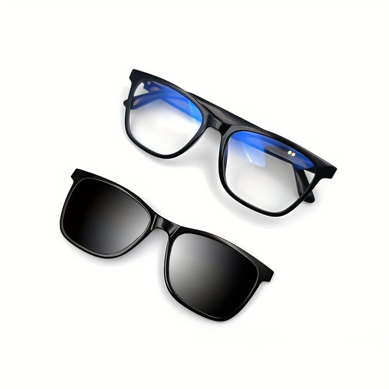 Smart Glasses with Magnetic Frame, 3 Lens Colors, Built-in Microphone, HD Calling, HiFi Music, Touchpad Control, TWS Technology, Compatible with iPhone/ Android, AI Voice Assistant, USB Charging, Non-Waterproof, Ideal for Out