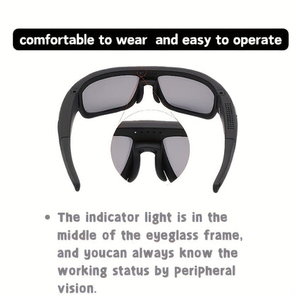 4K Ultra Clear Smart Video Glasses, Wide-angle 120 °, 120 Minute Battery Life, USB Charging, Very Suitable For Cycling, Driving, Hiking, Traveling, Mountaineering, Exploration, Fishing Travel, Including 64GB Storage Card, Re
