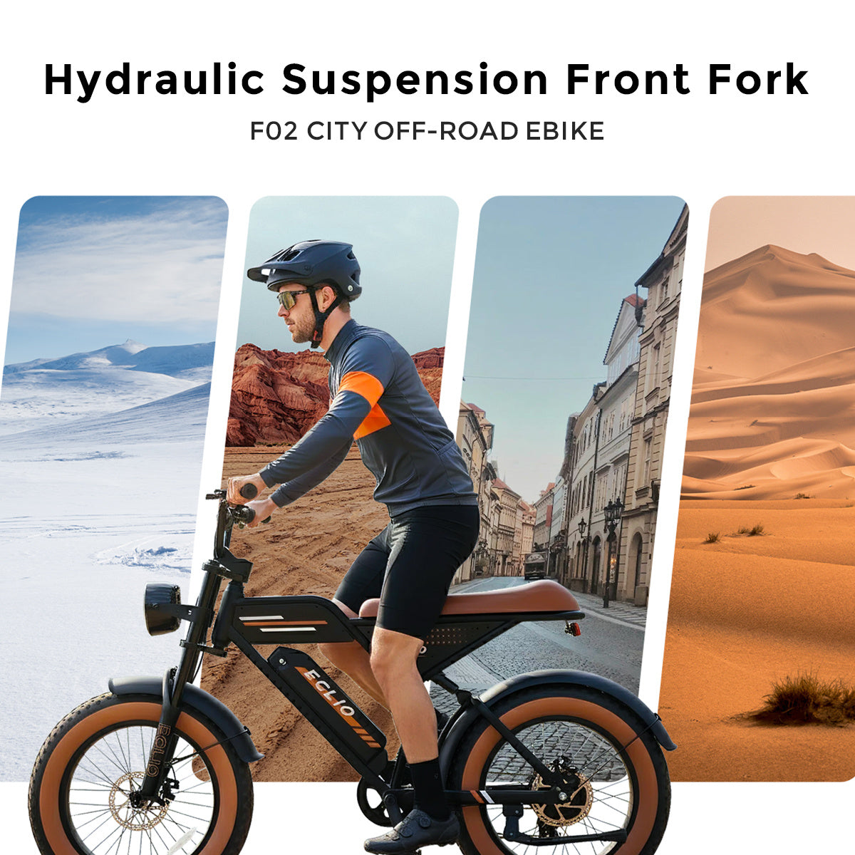 Eclio F02 Electric Bike for Adults, 20mph Ebike with 48V Removable Battery, 20" FAT Tires & LCD Display, Supports 330lbs - Ideal for Commuting & Urban Leisure Riding