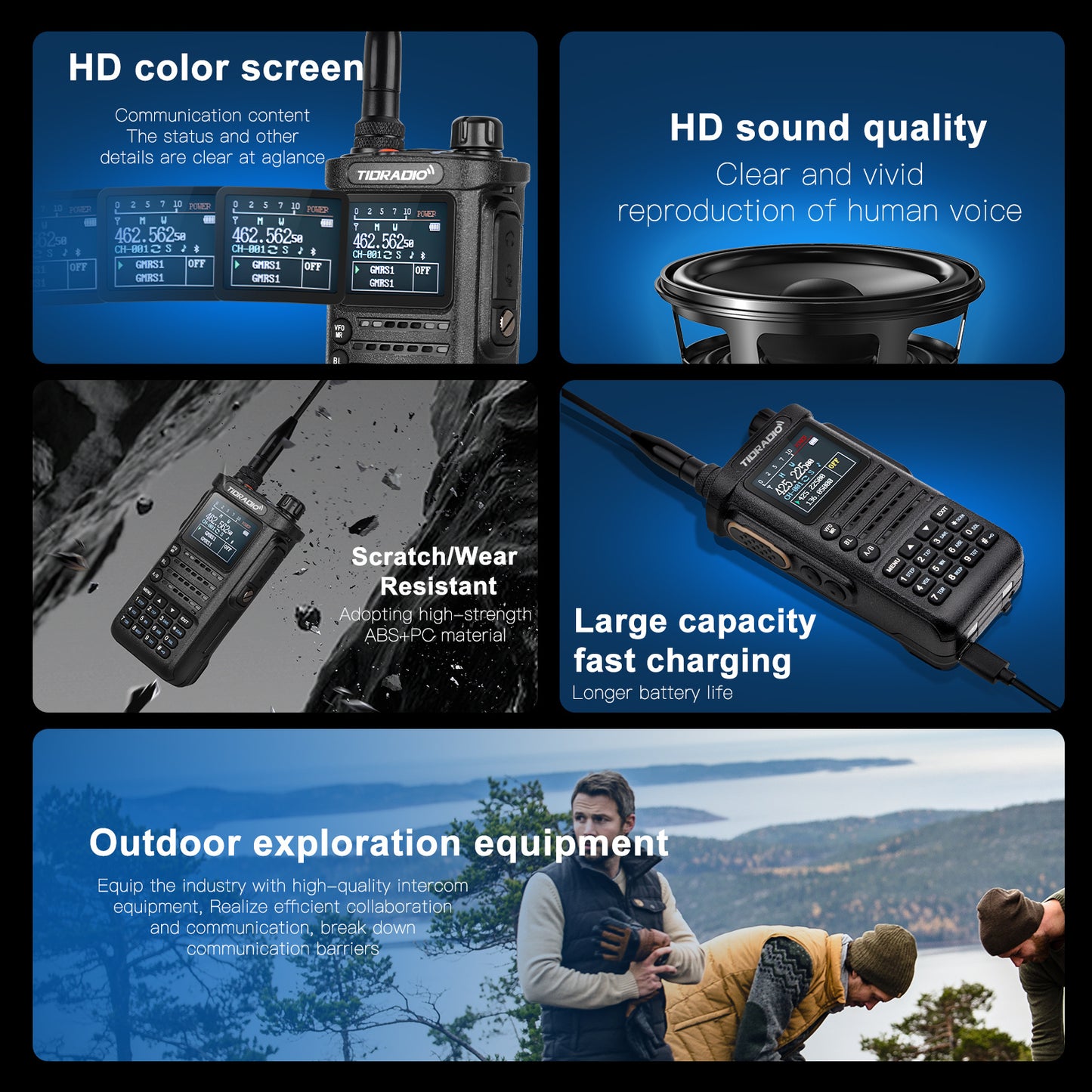 TIDRADIO TD-H8 2nd Gen 10W High-Power Handheld Two-Way Radio - 2500mAh Long-Lasting Battery, UHF Frequency 136-174MHz, 5000 Channels with Repeater List, FM Radio & Compatible, -Powered for Ham/GMRS/Radio Use, Durable Walkie T