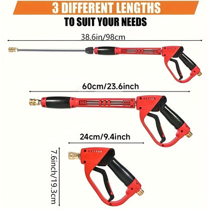 5000 PSI High-Pressure Wash Gun with 5 Nozzle Heads & M22 Connector - 39-Inch Heavy-Duty Stainless Steel Pressure Washer for Cars, Trucks, Motorcycles, Bikes, Lawn Equipment - Ergonomic Handle, Durable Construction, Car Wash
