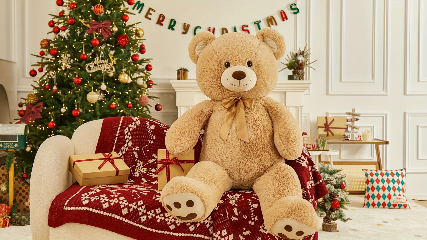 MorisMos Giant Teddy Bear Stuffed Animal 4ft, Big Teddy Bear Plush For Shower, Life Size Stuffed Bear Gifts For Kids, Girls, Girlfriend, Women On Valentine, Christmas, Birthday, Light Brown