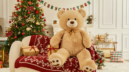 MorisMos Giant Teddy Bear Stuffed Animal 4ft, Big Teddy Bear Plush For Shower, Life Size Stuffed Bear Gifts For Kids, Girls, Girlfriend, Women On Valentine, Christmas, Birthday, Light Brown