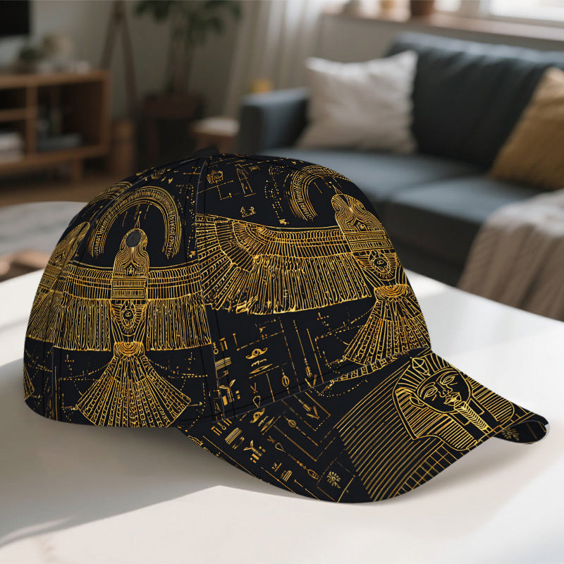 1pc Egyptian Pharaohs 2D Full-Body Print Adjustable Snapback Hat - Funky Tutankhamun & Pharaoh Design, Polyester for Sports, Streetwear, for halloween Costumes, Christmas Parties & Egyptian-Themed Outfits
