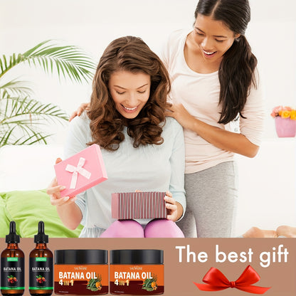 Batana Oil Hair Care Gift Box - 4pcs Set for Women & Teens - Best Birthday, Christmas & Mother's Day Gift