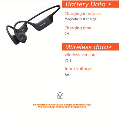 POLVCDG Audio new upgrade sound sense 2.0 X16 wireless bone conduction headset, professional sweat and, clear talk with microphone, magnetic charging port long life, large memory wireless/MP3 dual-mode one-click switch, suita