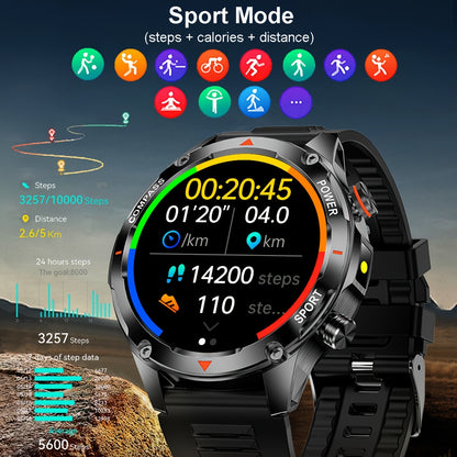 COIUSOR Smart Watch with 1000mAh Long Battery Life, High Quality, 1.46" HD Screen, Wireless 5.0, Built-in Flashlight, Wireless Calling, Step/Distance/Calorie Tracker, -like Navigation, Music Control & Smart Alarm - / Compatib