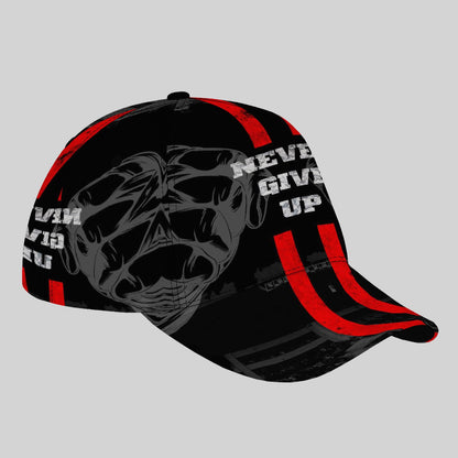 CuteHsJ Lightweight Sun Hat - Adjustable Snapback Baseball Cap with "Never Give Up" Motivational Design, Black/Red Color Scheme for Outdoor, Fishing, Halloween, Christmas, Parties - Breathable Sun Protection Hat for Men & Wom