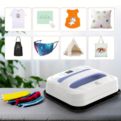 EasyCount 12''x10'' Portable Electric Heat Press Machine - Black, Power Supply via US Plug, Ideal for Crafts & Fabric, Includes Apron & Accessories, Fabric Printing|Crafty Atmosphere|Durable Plastic, Heat Press Machine Access