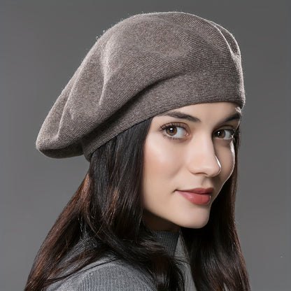 Women'S Winter Warm Fleece Beret Hat - Soft Warm Beanie with Elastic Band, Lightweight & Cozy for Christmas, Everyday & Formal Events - Machine Washable