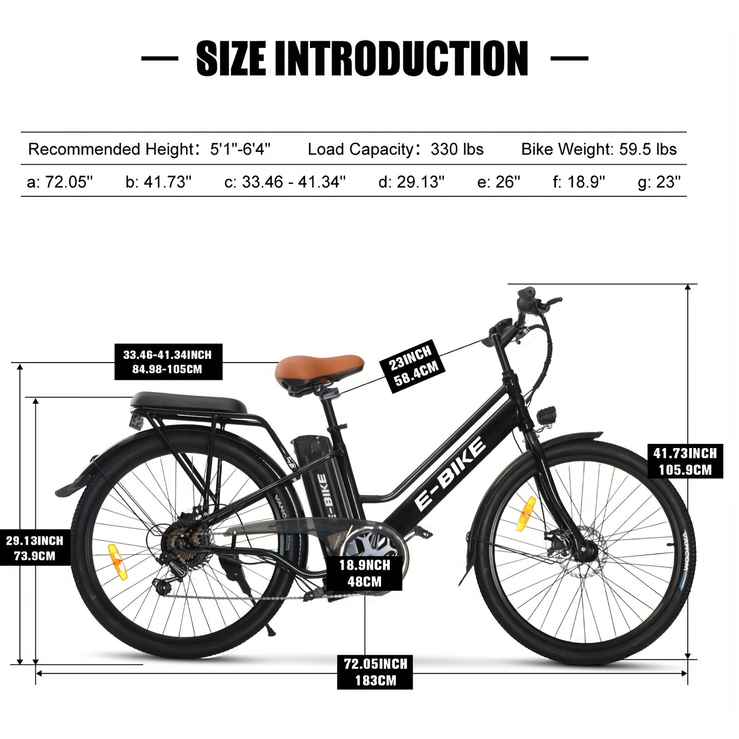 Electric Bike For Adults, 26 Inch Step Through Electric City Cruiser Bicycle, 350W Commuter Ebike With 36V Removable Battery And 7-Speed Gears, Electric Street Bike Women&Men
