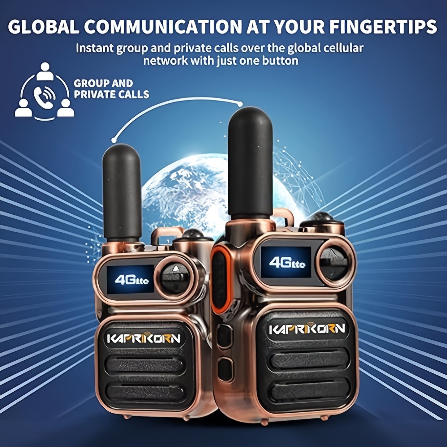 Global Walkie Talkie 4G LTE, UltraCompact, Long Standby, USB Charge, Group & Private Calls, LED Flashlight, Headset Jack Ideal for Office Business, Security, Warehouse, And Recreation, 2G/3G/4G/5G Cellular Network Capabilitie