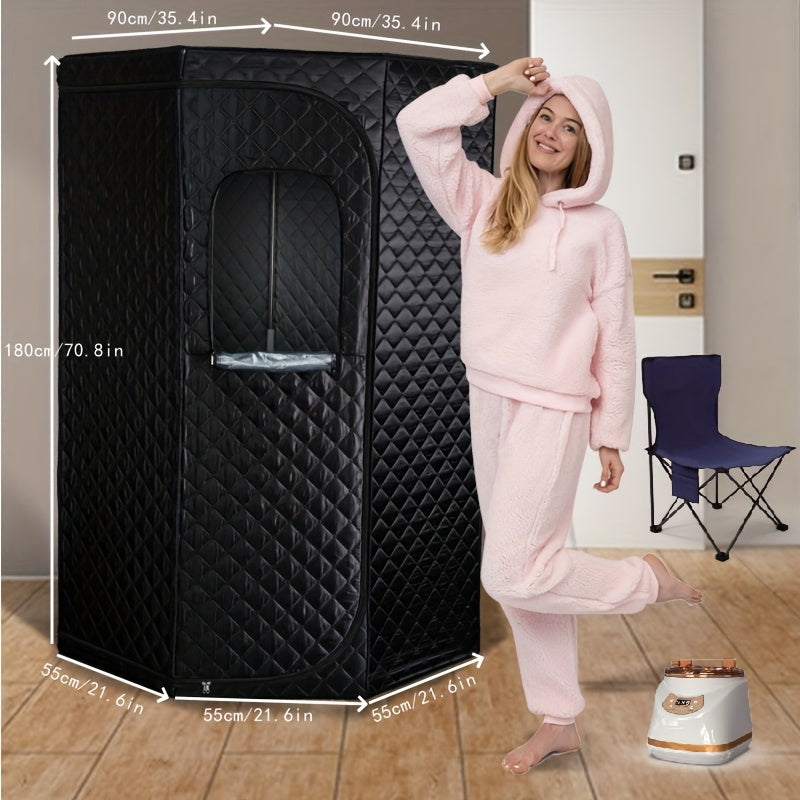 Home Portable Full Body Sweat Box Sauna Room Pentagonal Sauna Tent Gym With 1500W 3L Steam Pot Remote Control Chair