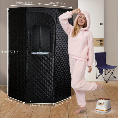 Home Portable Full Body Sweat Box Sauna Room Pentagonal Sauna Tent Gym With 1500W 3L Steam Pot Remote Control Chair