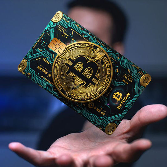 Bitcoin Pattern Sticker Set, Circuit Board Design, Durable Privacy Stickers Made of PVC Material, Suitable for Credit Cards, Transit Cards, Debit Cards, and More, Scratch-Resistant, Removable Self-Adhesive Decorative Card Sti