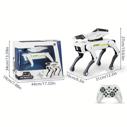 Smart Robot Dog, Remote Control Toy Robot Dog with Water Cannon Launch Pad, Programmable, Voice, Dance, Music, Can Be Controlled by Remote and Mobile Phone APP, Ideal Birthday Gift for Children