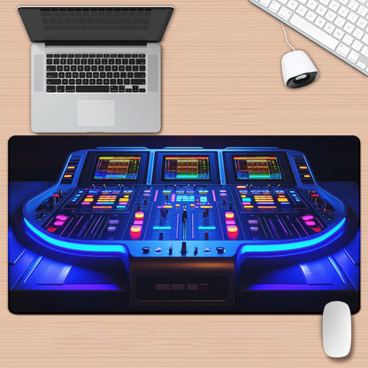 1pc DJ Equipment Blue Lighting HD Printed Mouse Pad - XXL Rubber Desk Mat for Keyboard, Gaming, Office Use - Ideal Gift for Family and Friends, Gaming Desk Mat | Futuristic Design | Durable Desk Mat, Mouse Pads for Desk