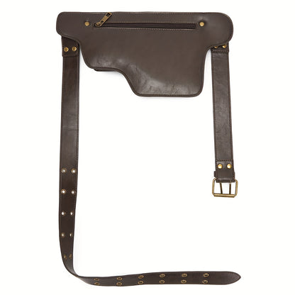 Convertible Crossbody Purse - Women's Adjustable Waist Bag with Floral Pattern - Zipper Closure & Snap Button - Synthetic Faux Leather Belt Bag for Everyday, Formal, Travel - Coffee Brown/Black, Crossbody Purse, Everyday Acce