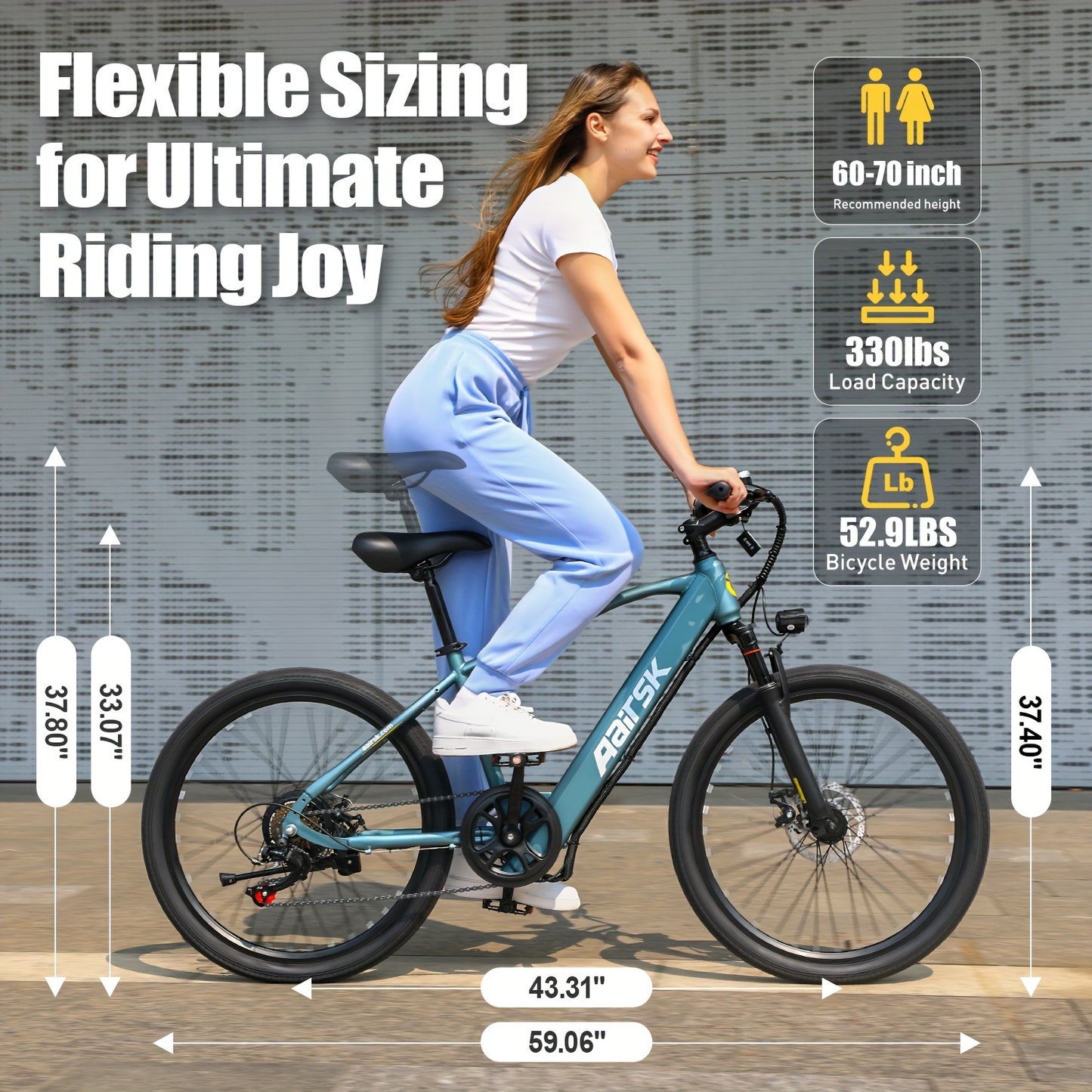 Aairsk Electric Bike 26inch, 25Mph Speed & Peak 748W Motor, 40 Miles Range &13Ah/10Ah Removable Battery, 21-Speed & Dual Suspension, Adult Teen Ebike Electric Mountain Bike, Electric Bike for Women, Electric Bikes for Men, Da