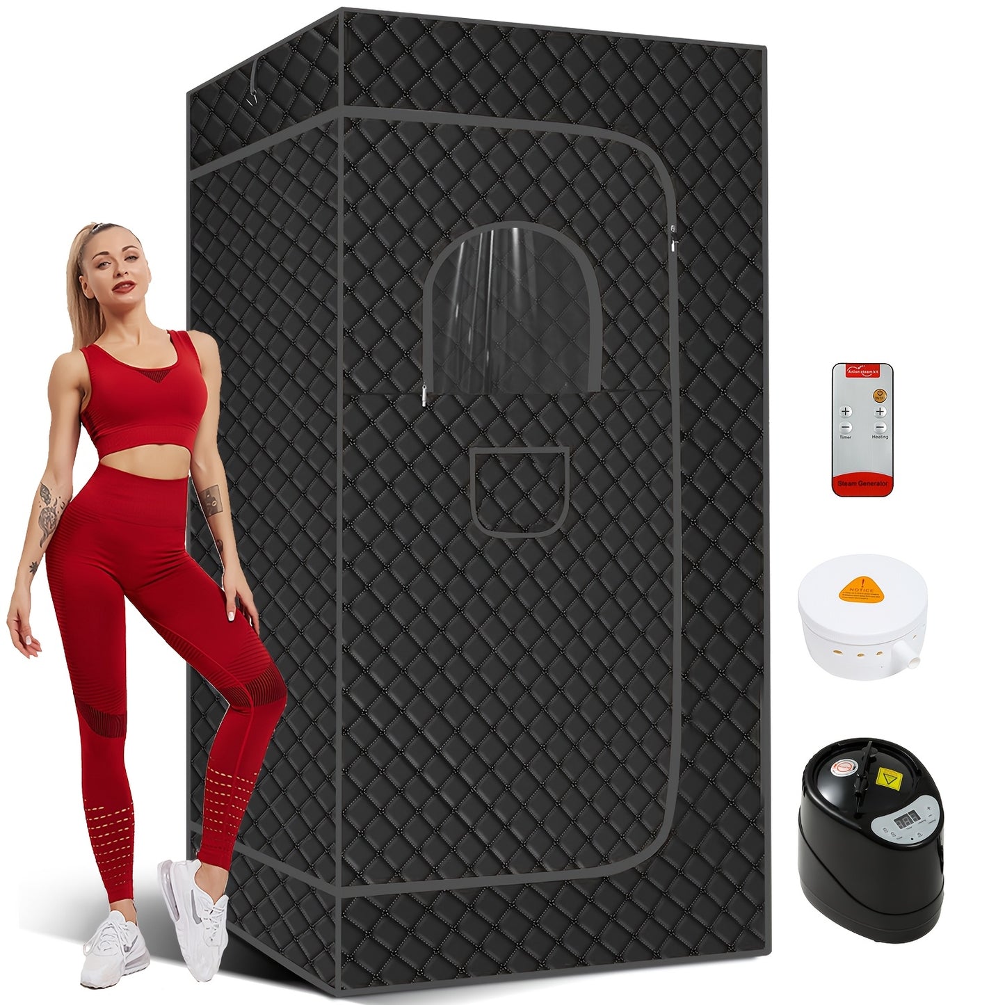 Portable Full-Size Sauna Box for Home - Personal Steam Sauna with Remote Control, Folding Chair & Steamer - Compact Suitable for Body Relaxation,,, 36" x 36" x 71"