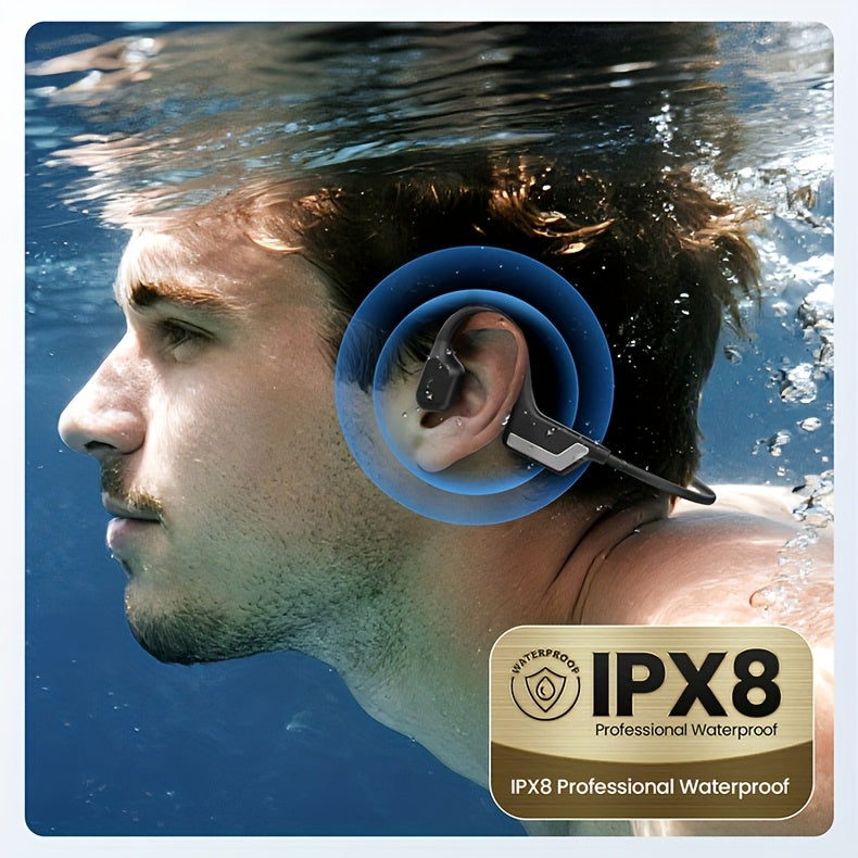 s850 Wireless Bone Conduction Headphones - 10 Hours Playtime, IPX8 High Quality, 23g Lightweight Design, Open-Ear, Bone Conduction Sports Headphones, Sweatproof for Swimming, Cycling, Running, Fitness and Travel - Perfect Gif