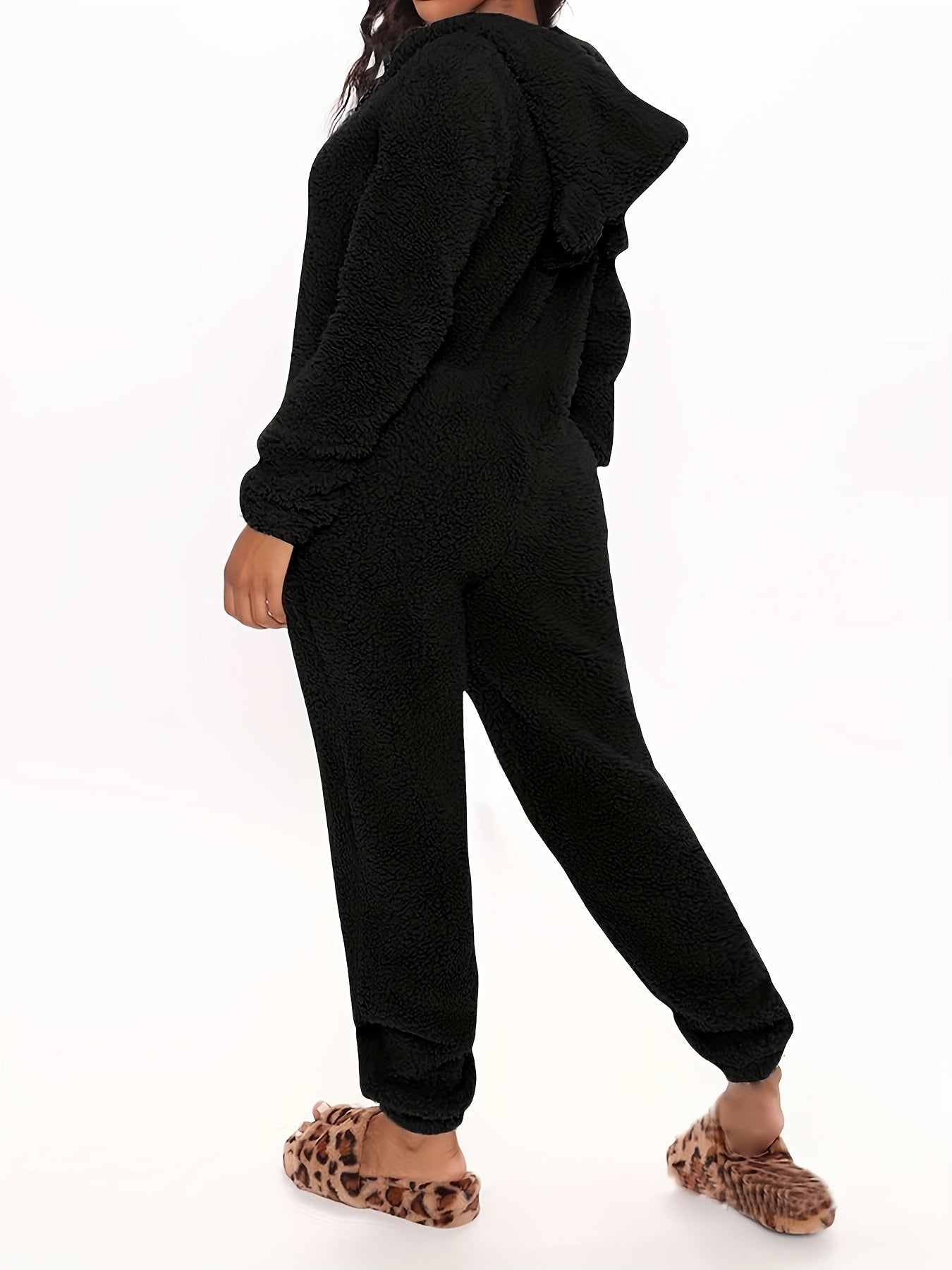 Women's Hooded Bear Ears Plush Onesie Pajamas Loungewear, Home Loungewear, Sleepwear for Women, Playful Pajamas, Cute Onesie, Machine Washable, Durable Sleepwear, Fullbody Sleepwear, Plush Sleep Suit, Cozy Home Wear, Adult Wo
