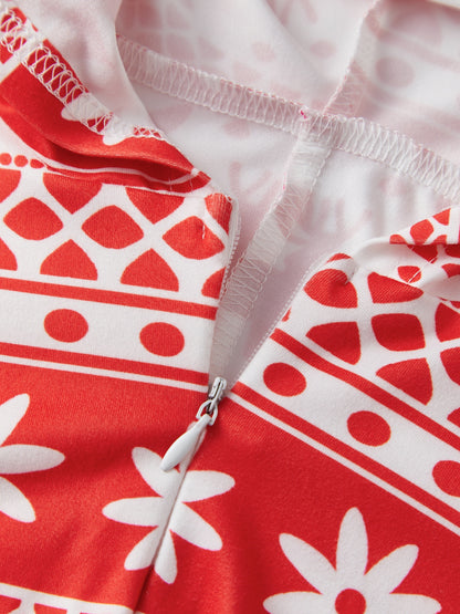 Women'S Christmas Romper Pajamas Cute Snowflake Print Long Sleeve Zip Up Jumpsuit Sleepwear