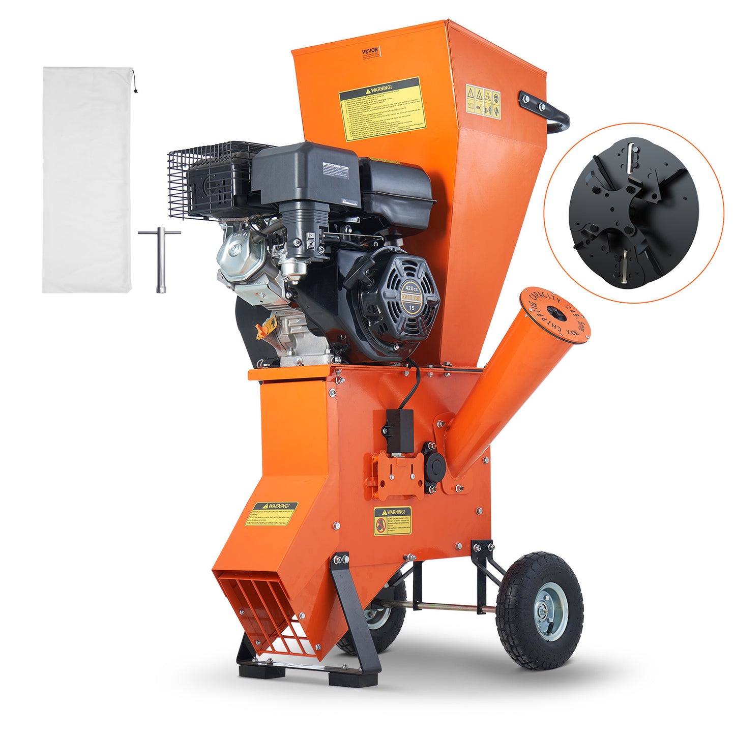 VEVOR Wood Chipper Shredder Mulcher 7HP Heavy Duty Gas Powered 3” 212cc/ 420cc, 4.1kw/4.1kw