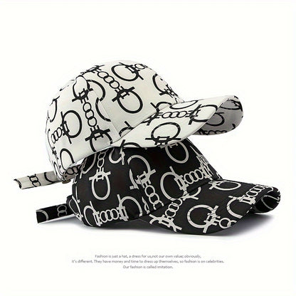 [Breathable Skull Cap] Men'S & Women'S Breathable Baseball Cap - Adjustable, Stylish Black with White Skull & Crossbones Print, Perfect for Spring & Summer, Casual Headwear | Skull Print Cap | Breathable Fabric