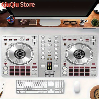 1 Pioneer DJ DDJ-SB3 Controller Mouse Mat & Office Desk Mat | Vibrant DJ Equipment Design with Turntable, Durable Polyester And Rubber Material, 90Cm/35.4 Inches, Red, Perfect for Home Studio And Office Use, Studio Equipment,