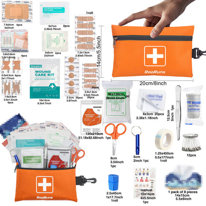 358pcs/153pcs Ultimate Tactical First Aid Kit With IFAK Pack - All-in-One Emergency Supplies, Portable & Durable Orange/Red/ Outdoor Kit With Tweezers, Fracture Splint, Whistle, Scissors & More For Hiking, Camping, Hunting, C