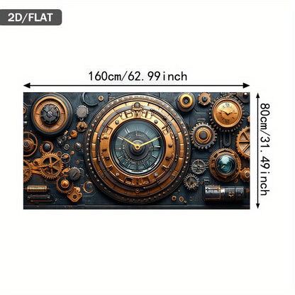 1pc Extra Large Modern Steampunk Clockwork Machinery Canvas Painting - Industrial Mechanical Decor with Clock, Gears, Cogs - Large Wall Art Poster for Living Room, Bedroom, Office - No Frame Needed - Perfect for Steampunk, In