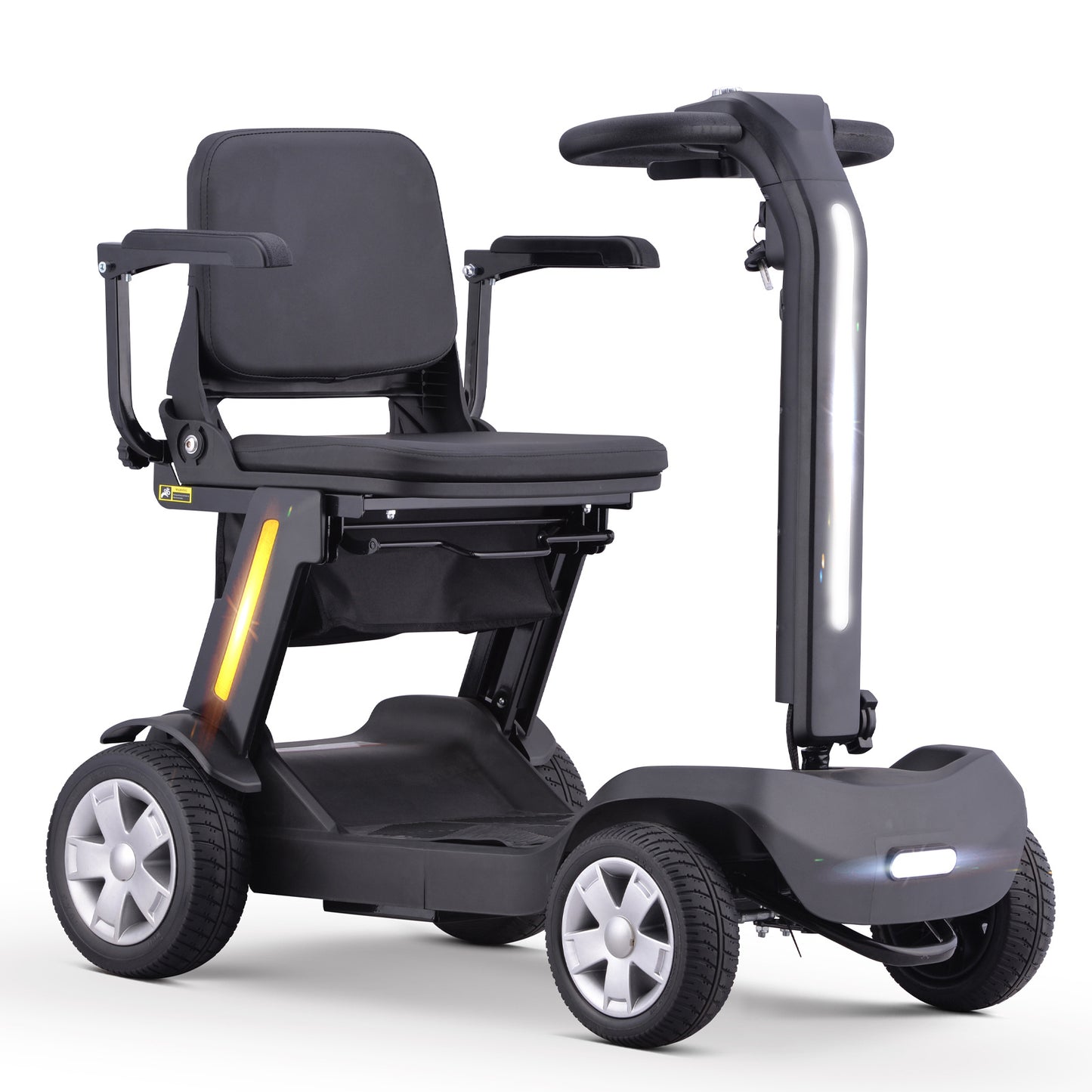 Senior Mobility Scooter 4-Wheel Foldable Electric Scooter for Adults, Lightweight & Portable with LED Lights, Storage Bag & Charger Included, Ready to Use for Travel