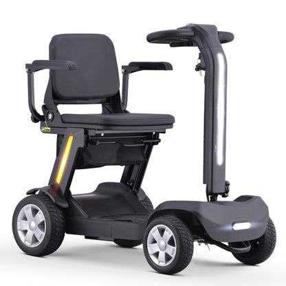 Senior Mobility Scooter 4-Wheel Foldable Electric Scooter for Adults, Lightweight & Portable with LED Lights, Storage Bag & Charger Included, Ready to Use for Travel