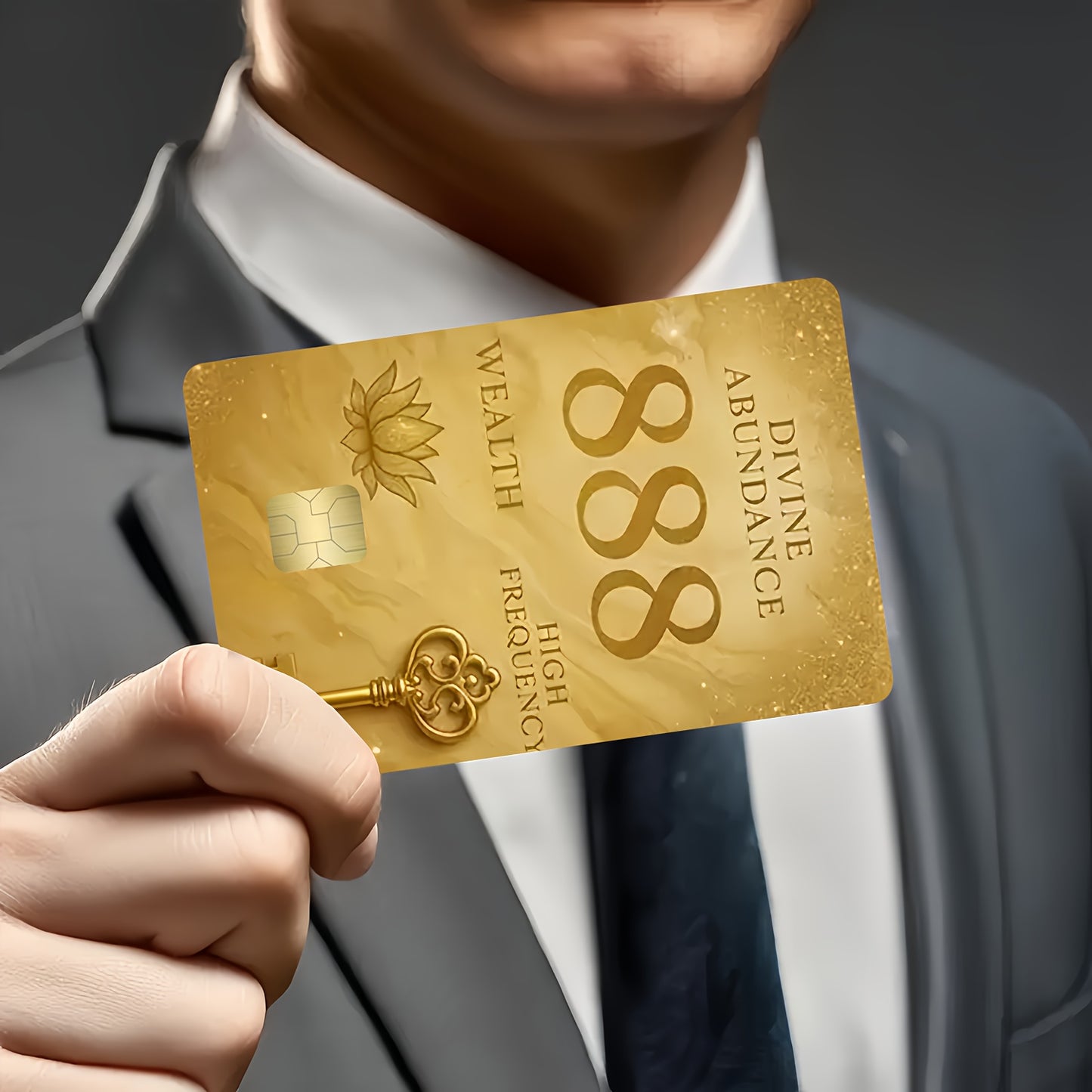 Fun Golden 888 Pattern Waterproof Vinyl Sticker Credit Card Light Beige Cover, Ultra-Thin High-Quality Scratch-Resistant Sticker for Credit Cards, Bank Cards, Transit Cards, Removable Self-Adhesive for Most Cards, Ideal Gift