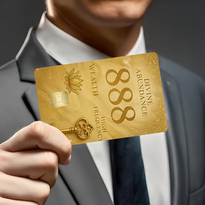 Fun Golden 888 Pattern Waterproof Vinyl Sticker Credit Card Light Beige Cover, Ultra-Thin High-Quality Scratch-Resistant Sticker for Credit Cards, Bank Cards, Transit Cards, Removable Self-Adhesive for Most Cards, Ideal Gift