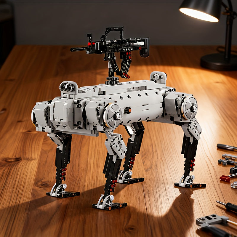 1613+pcs Large-Scale Advanced Tech Robot Dog Building Set with Movable Arms & Legs, ABS Model Kit for s &, Realistic Walking/Posing Robot, Chibi-Style Collectible Gift (Grey/Black) - Compatible with Chibi Figures